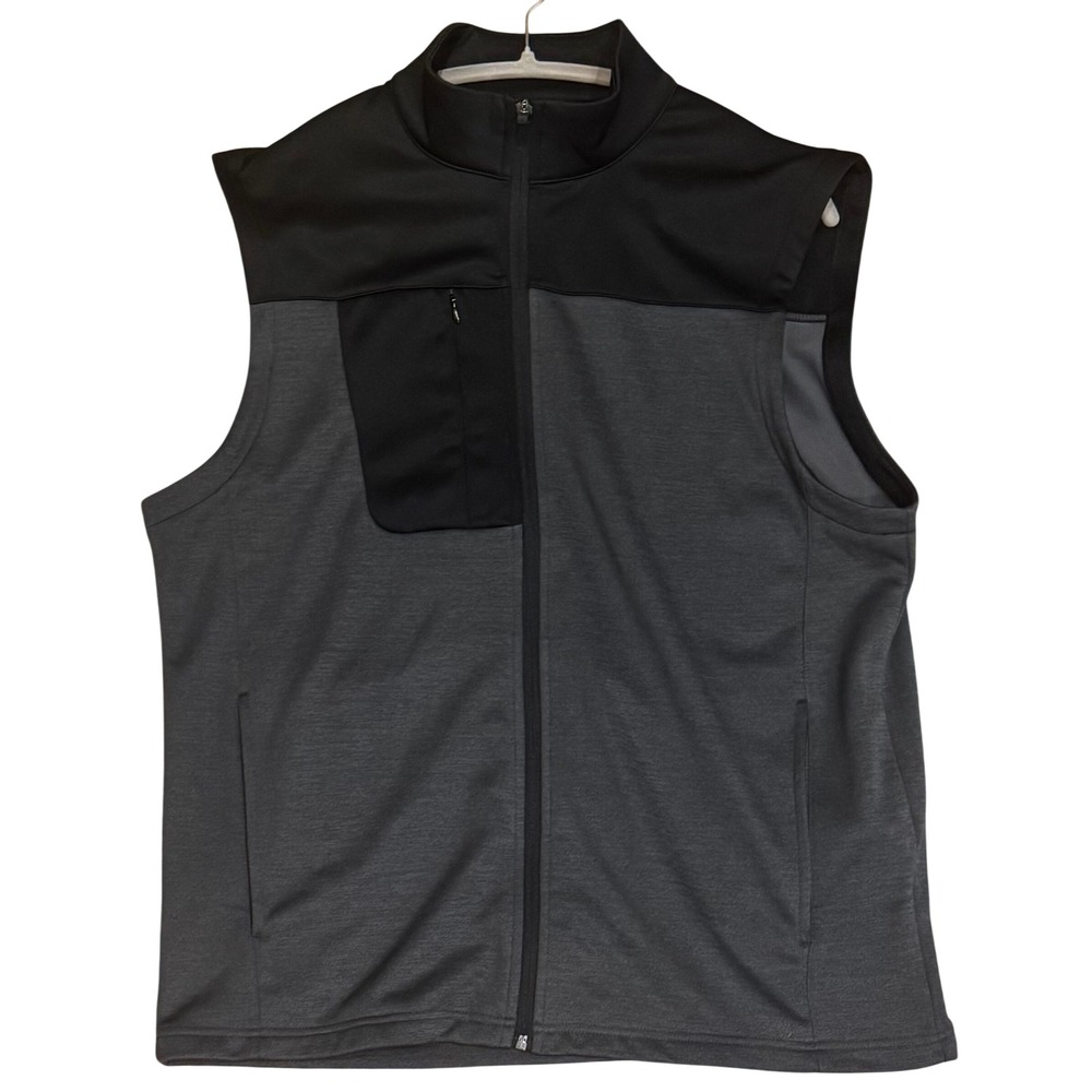 Callaway Black Full Zip Colorblock Gray Golf Vest Men's Large